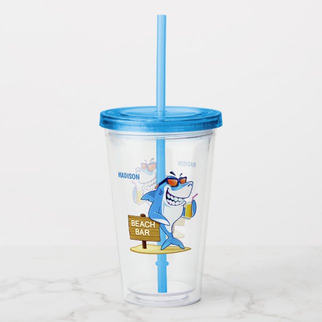 Funny Shark custom name tumbler (Front)
