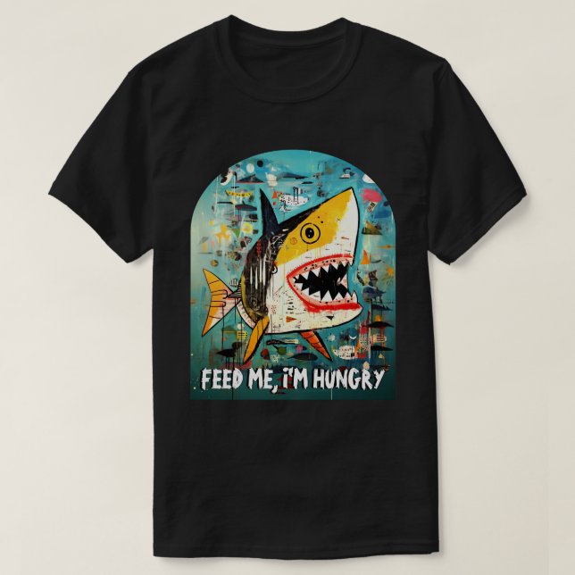 Funny Shark Custom Quote 90s Street Art Graffiti  T-Shirt (Design Front)