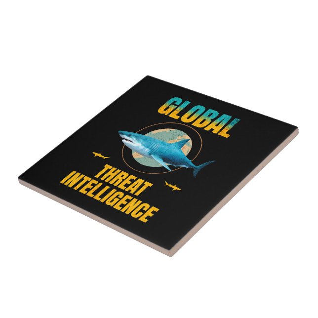 Funny Shark Cyber Security Expert Tile (Side)