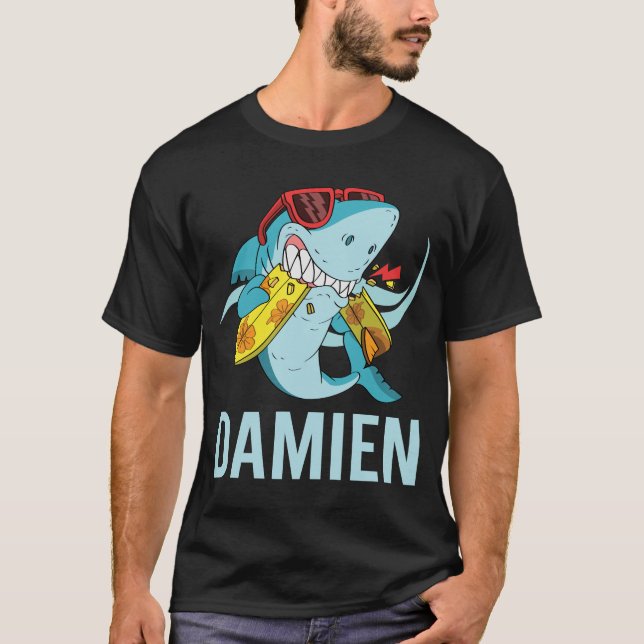 Funny Shark - Damien Name T-Shirt (Front)