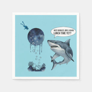 Funny shark diver lunch time :nice bubbles bro napkin