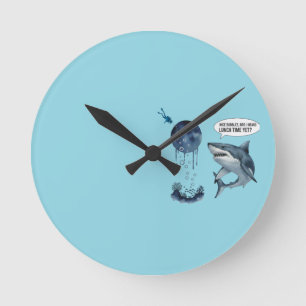 Funny shark diver lunch time :nice bubbles bro round clock