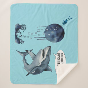 Funny shark diver lunch time :nice bubbles bro sherpa blanket