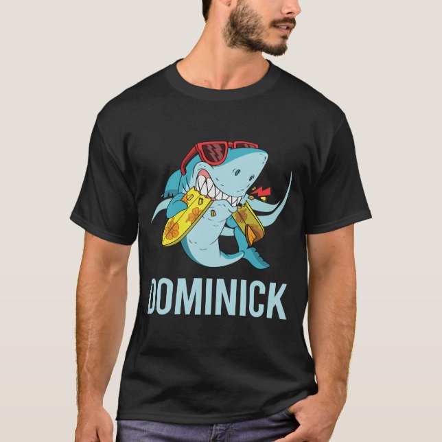 Funny Shark - Dominick Name T-Shirt (Front)
