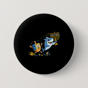 Funny Shark Dreidel Menorah Hanukkah Kids Womens M 6 Cm Round Badge