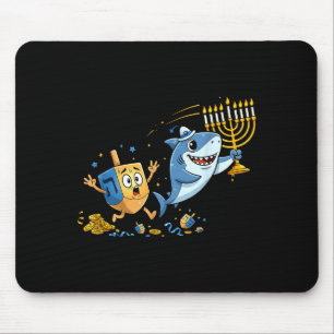 Funny Shark Dreidel Menorah Hanukkah Kids Womens M Mouse Mat