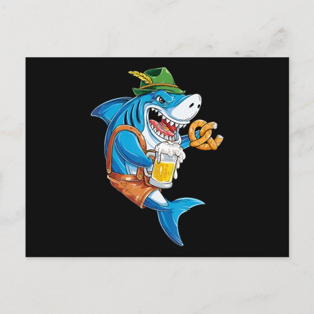 Funny Shark Drink Beer - Crazy Shark Gifts Announcement Postcard (Front)