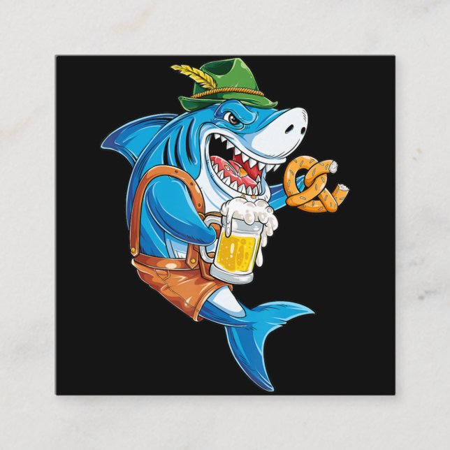 Funny Shark Drink Beer - Crazy Shark Gifts Square Business Card (Front)