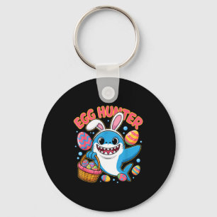 Funny shark easter bunny cute egg hunter key ring