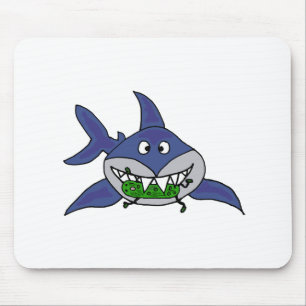 Funny Shark Eating Pickle Man Cartoon Mouse Mat