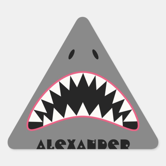 Funny Shark Face Triangle Sticker (Front)