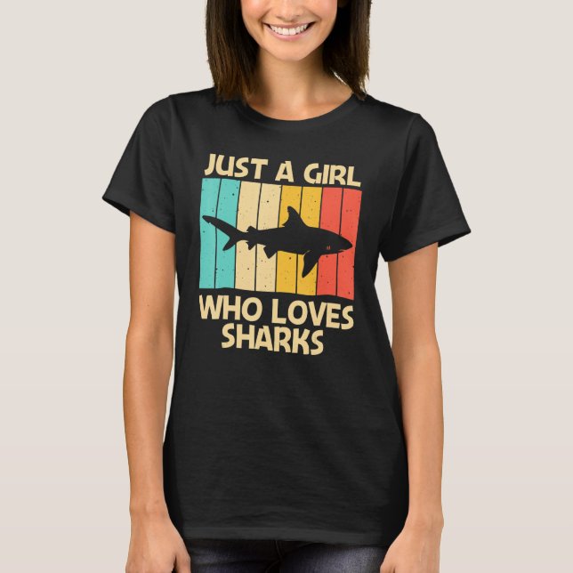 Funny Shark For Girls Kid Hammerhead Tiger Sharks T-Shirt (Front)