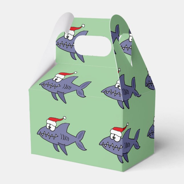 Funny Shark in Santa Hat Christmas Art Favour Box (Front Side)