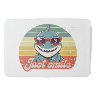 Funny shark invite you to smile bath mat