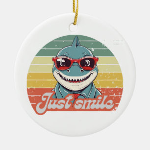Funny shark invite you to smile ceramic tree decoration