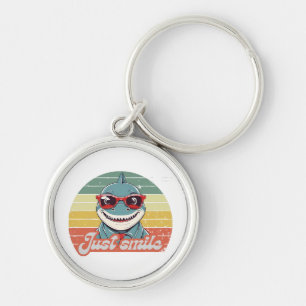 Funny shark invite you to smile key ring