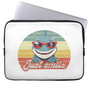 Funny shark invite you to smile laptop sleeve