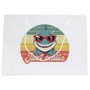Funny shark invite you to smile large gift bag