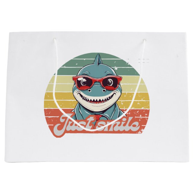 Funny shark invite you to smile large gift bag (Front)