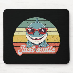 Funny shark invite you to smile mouse mat
