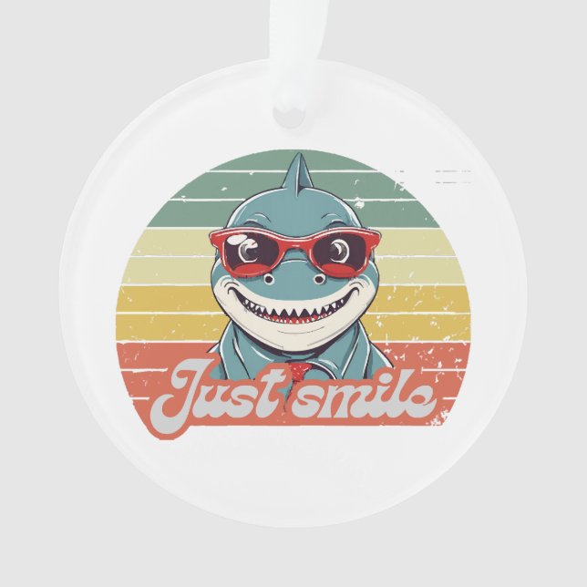 Funny shark invite you to smile ornament (Front)