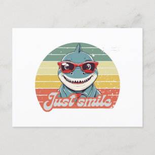 Funny shark invite you to smile postcard