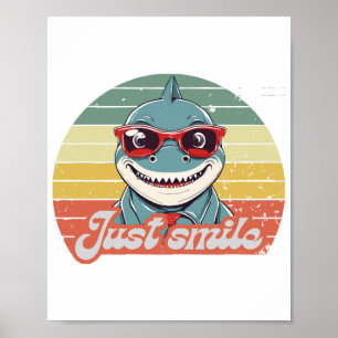 Funny shark invite you to smile poster