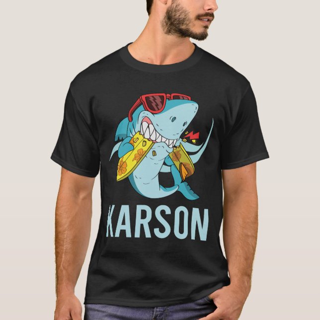 Funny Shark - Karson Name T-Shirt (Front)
