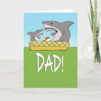 Funny Shark Kid and Dad in Pool Father's Day
