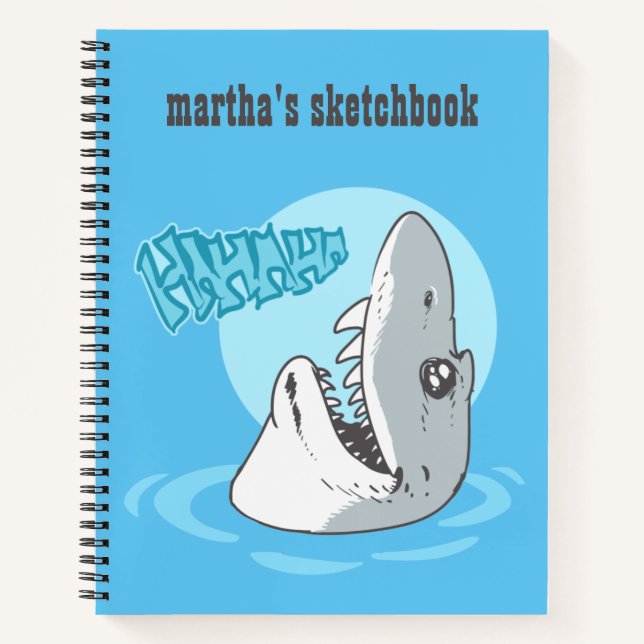 funny shark laughing cartoon notebook (Front)