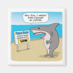 Funny Shark Needs Coffee Before Work Poster Magnet