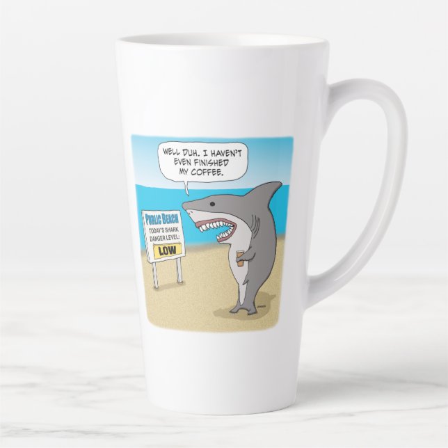 Funny Shark Needs Coffee Before Work Two-Tone Coff Latte Mug (Right)