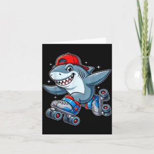 Funny Shark On Roller Skates Cute Cool Skater Anim Card