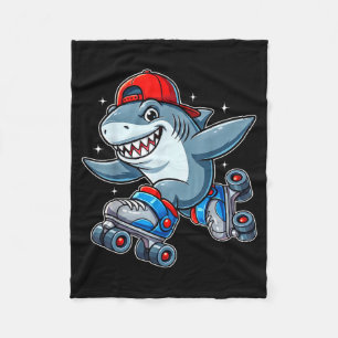Funny Shark On Roller Skates Cute Cool Skater Anim Fleece Blanket