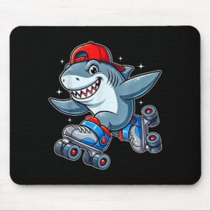 Funny Shark On Roller Skates Cute Cool Skater Anim Mouse Mat