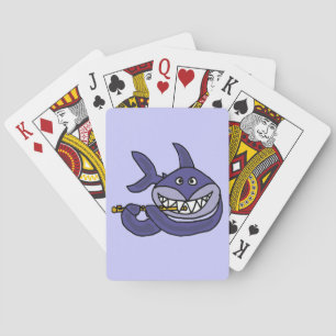 Funny Shark Playing Flute Cartoon Cards
