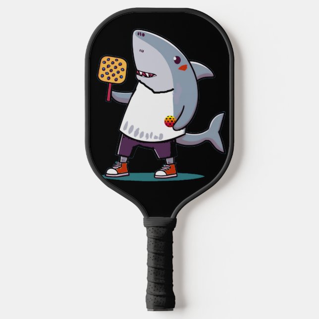 Funny Shark Playing Pickleball Art Pickleball Paddle (Front)