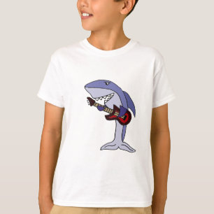 Funny Shark Playing Red Guitar T-Shirt