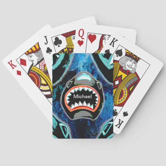 Funny Shark Poker Cards – Custom Name Deck (Back)