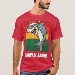 Funny Shark Santa Claus Retro Vintage Sunset Happy T-Shirt