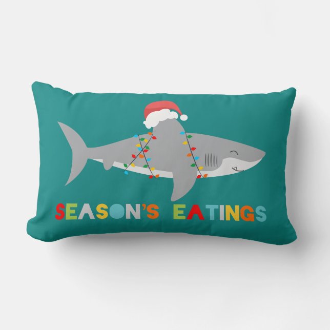 Funny Shark Season's Eatings Lumbar Cushion (Front)