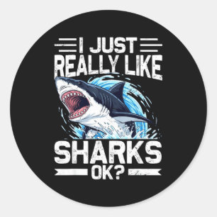 Funny Shark Shirt For Men Women Sea Animal Shark L Classic Round Sticker