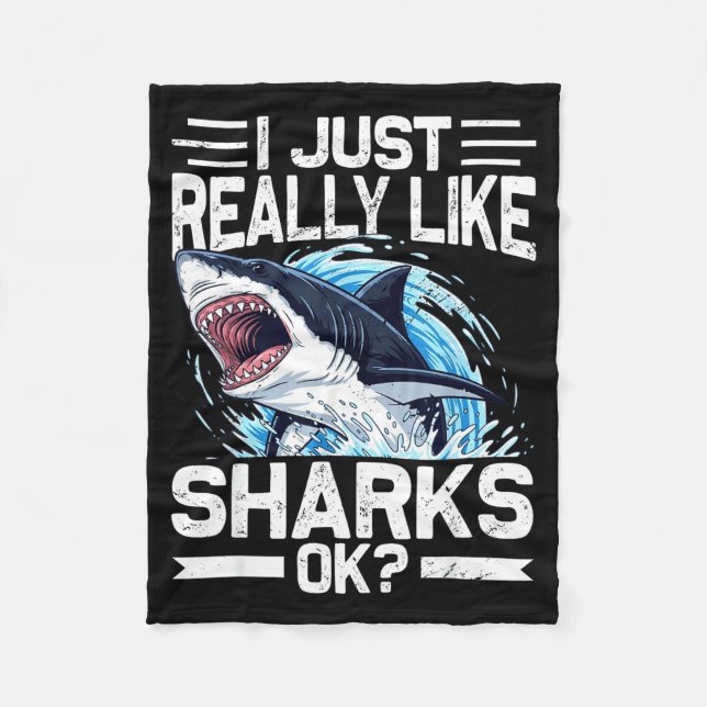 Funny Shark Shirt For Men Women Sea Animal Shark L Fleece Blanket (Front)