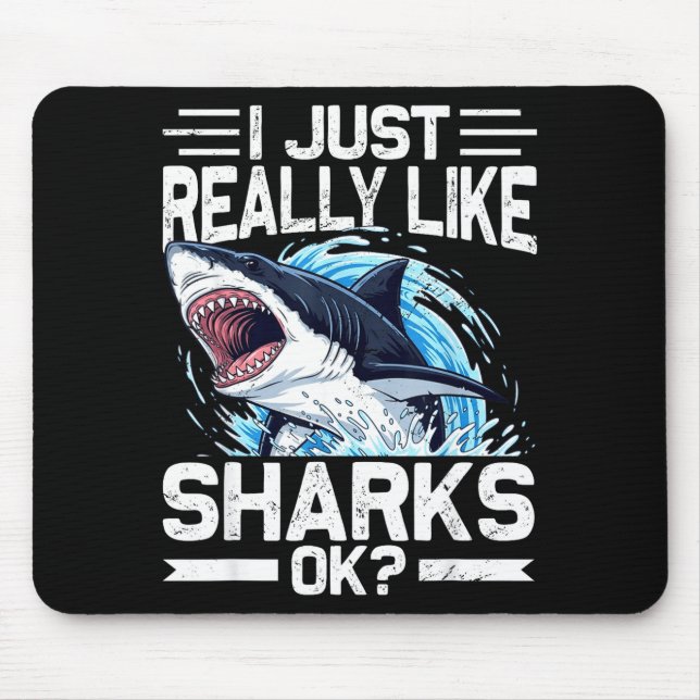 Funny Shark Shirt For Men Women Sea Animal Shark L Mouse Mat (Front)