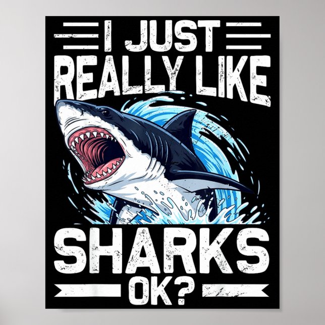 Funny Shark Shirt For Men Women Sea Animal Shark L Poster (Front)