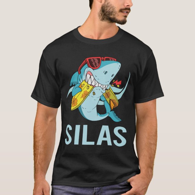 Funny Shark - Silas Name T-Shirt (Front)