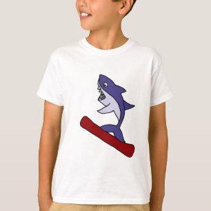 Funny Shark Snowboarding Cartoon T-Shirt