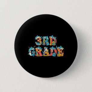Funny Shark Third Grade Back to School Kids Boys 6 Cm Round Badge