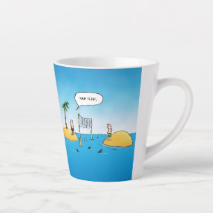 Funny Shark Volleyball Cartoon Latte Mug