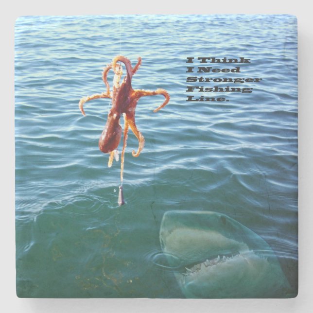Funny Shark Wants Octopus, Stone Coaster (Front)